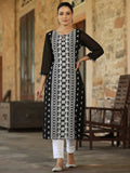 Juniper Women's Black Georgette Printed Kurta - Distacart