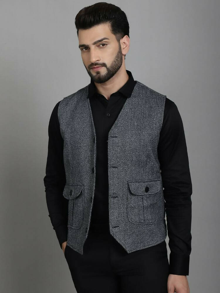 Even Apparels Solid Waistcoat - Grey