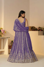 Kesar Fab Dark-Purple Jimmy Choo Hand_Woven Lehenga