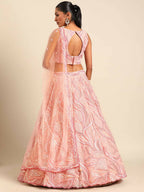House of Panchhi Coral Pink Net Sequins and Zarkan embroidery Lehenga choli & Dupatta