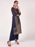 Cheera Hand Block Print Navy Color Straight Kurta