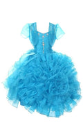 Asmaani Baby Girls Sky Blue Color Tissue Net Knee Length Frock ( AS-DRESS-22153)