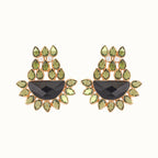 Nuyug 22K Gold Plated Dark Crystal Studded Contemporary Floral Shaped Stud Earrings - Distacart