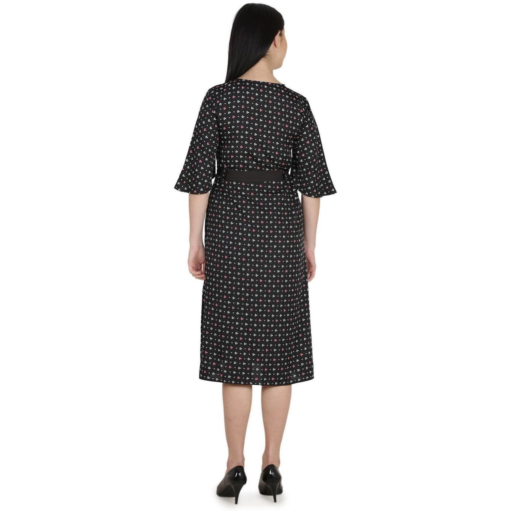 Kanoor Garments Women's Black Frock Style Collar Neck Kurti