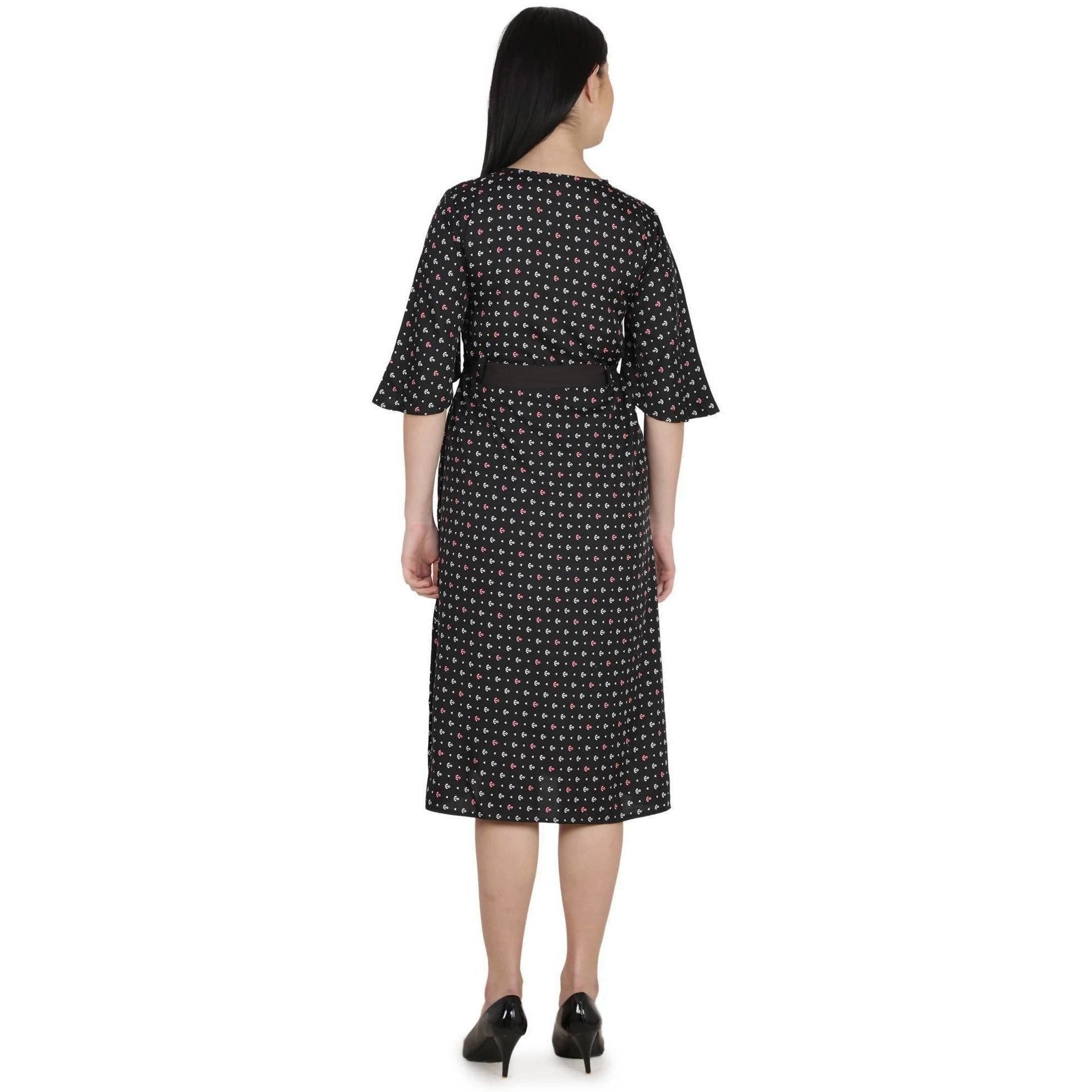 Kanoor Garments Women's Black Frock Style Collar Neck Kurti