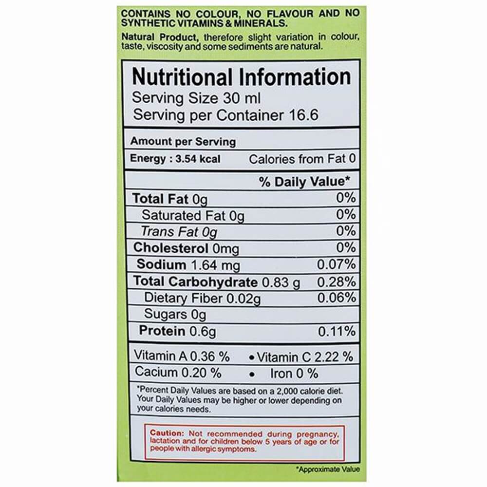 Sri Sri Tattva Aloe Vera Triphala Juice Nutritions