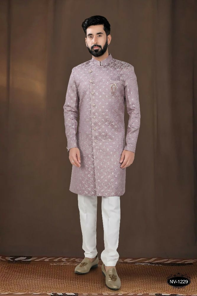 Joban Fashion Men's Pink Woven Jacquard Kurta with Pyjama