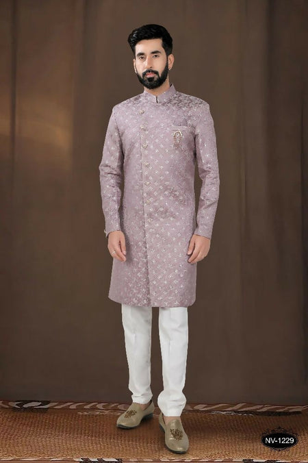 Joban Fashion Men's Pink Woven Jacquard Kurta with Pyjama