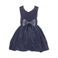 Asmaani Baby Girl's Navy Blue Color Satin Knee Length Frock (AS-DRESS-22015)