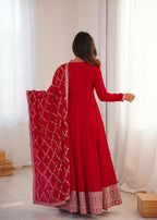 Lehenga Mart Designer Anarkali Suit With Kurta, Dupatta For Women-Red - Distacart