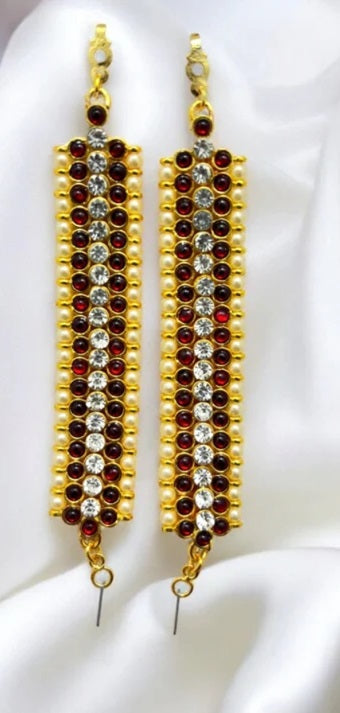 Elite Trading Stone Ear Chain Traditional South Indian Hair & Ear Accessory Classical Dance Jewelry