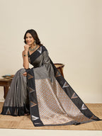 Vedant Vastram Soft Litchi Silk Banarasi Silk Jacquard Saree - Black