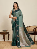 Vedant Vastram Soft Litchi Silk Banarasi Silk Jacquard Saree - Green