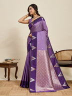 Vedant Vastram Soft Litchi Silk Banarasi Silk Jacquard Saree - Lavender