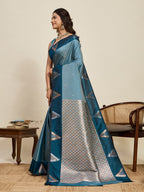 Vedant Vastram Soft Litchi Silk Banarasi Silk Jacquard Saree - Rama