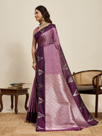 Vedant Vastram Soft Litchi Silk Banarasi Silk Jacquard Saree - Wine