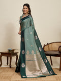 Vedant Vastram Soft Litchi Silk Banarasi Silk Jacquard Saree - Green