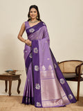 Vedant Vastram Soft Litchi Silk Banarasi Silk Jacquard Saree - Lavender