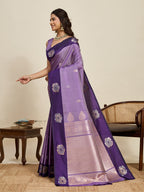 Vedant Vastram Soft Litchi Silk Banarasi Silk Jacquard Saree - Lavender