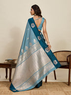 Vedant Vastram Soft Litchi Silk Banarasi Silk Jacquard Saree - Rama