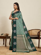 Vedant Vastram Soft Litchi Silk Banarasi Silk Jacquard Saree - Green