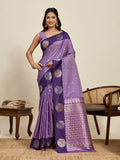 Vedant Vastram Soft Litchi Silk Banarasi Silk Jacquard Saree - Lavender