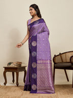 Vedant Vastram Soft Litchi Silk Banarasi Silk Jacquard Saree - Lavender
