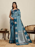Vedant Vastram Soft Litchi Silk Banarasi Silk Jacquard Saree - Rama