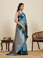 Vedant Vastram Soft Litchi Silk Banarasi Silk Jacquard Saree - Rama