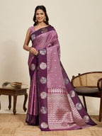 Vedant Vastram Soft Litchi Silk Banarasi Silk Jacquard Saree - Wine