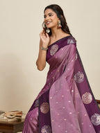 Vedant Vastram Soft Litchi Silk Banarasi Silk Jacquard Saree - Wine