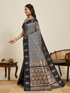 Vedant Vastram Soft Litchi Silk Banarasi Silk Jacquard Saree - Black