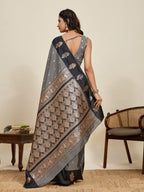 Vedant Vastram Soft Litchi Silk Banarasi Silk Jacquard Saree - Black