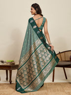 Vedant Vastram Soft Litchi Silk Banarasi Silk Jacquard Saree - Green