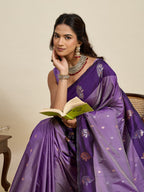 Vedant Vastram Soft Litchi Silk Banarasi Silk Jacquard Saree - Lavender