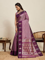 Vedant Vastram Soft Litchi Silk Banarasi Silk Jacquard Saree - Wine