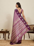 Vedant Vastram Soft Litchi Silk Banarasi Silk Jacquard Saree - Wine