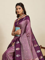 Vedant Vastram Soft Litchi Silk Banarasi Silk Jacquard Saree - Wine