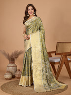 Vedant Vastram Soft Litchi Silk Kanjeevaram Silk Jacquard Saree - Green