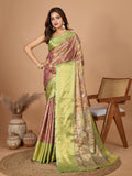 Vedant Vastram Soft Litchi Silk Kanjeevaram Silk Jacquard Saree - Magenta - Distacart