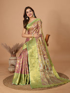 Vedant Vastram Soft Litchi Silk Kanjeevaram Silk Jacquard Saree - Magenta - Distacart