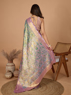 Vedant Vastram Soft Litchi Silk Kanjeevaram Silk Jacquard Saree - Rama