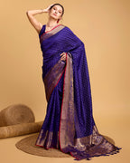 Vedant Vastram Soft Litchi Silk Banarasi Silk Saree - Violate - Distacart