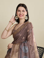 Vedant Vastram Cotton Silk Fancy Jacquard Bollywood Saree - Brown