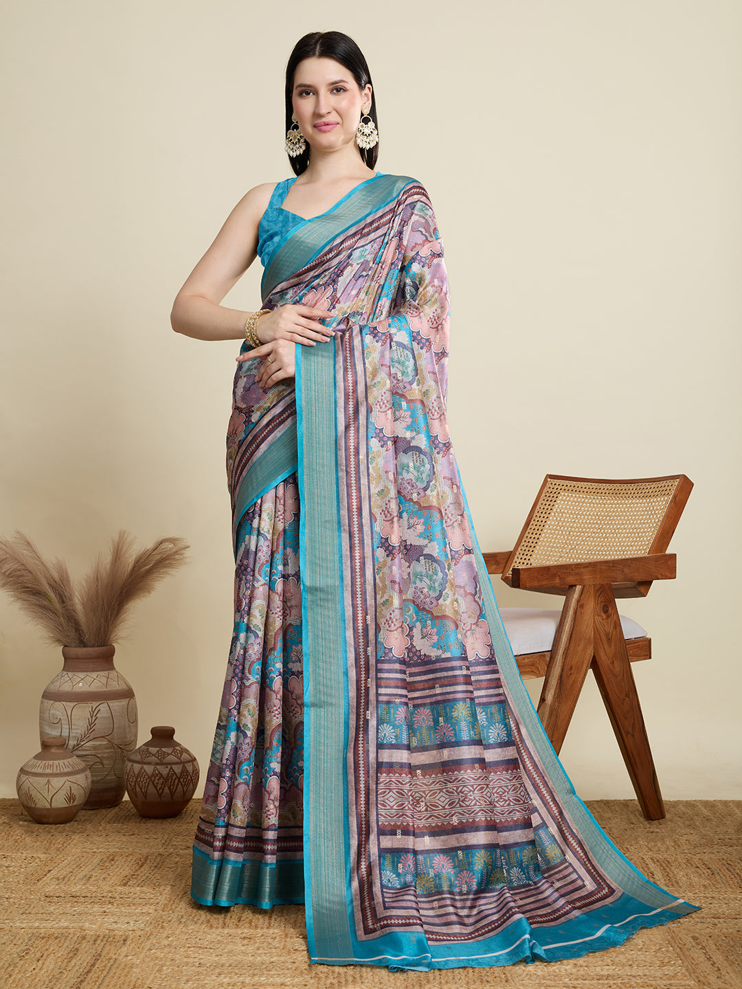 Vedant Vastram Cotton Silk Fancy Jacquard Bollywood Saree - Rama