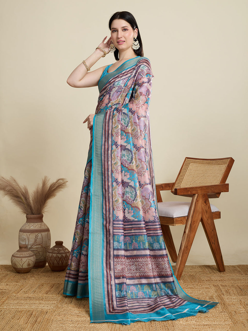 Vedant Vastram Cotton Silk Fancy Jacquard Bollywood Saree - Rama