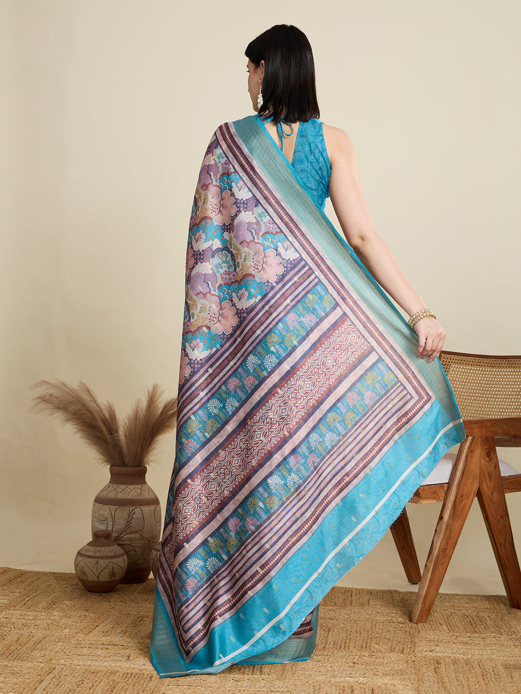 Vedant Vastram Cotton Silk Fancy Jacquard Bollywood Saree - Rama