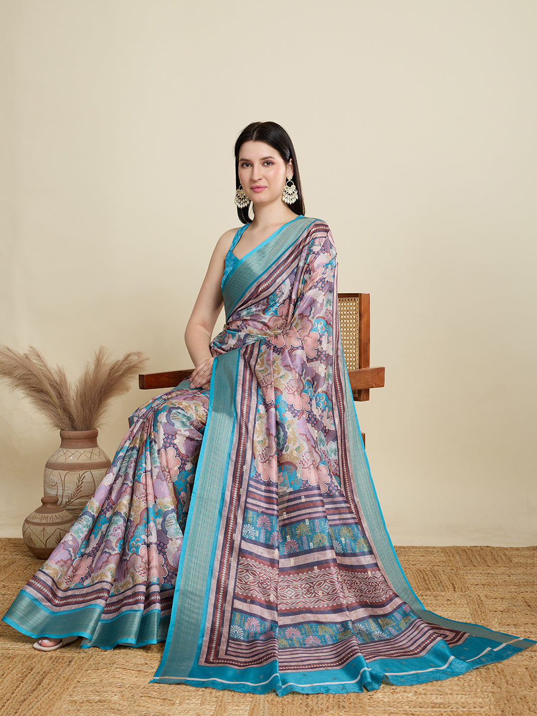 Vedant Vastram Cotton Silk Fancy Jacquard Bollywood Saree - Rama