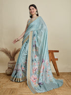 Vedant Vastram Cotton Silk Fancy Jacquard Bollywood Saree - Skyblue