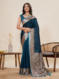 Vedant Vastram Soft Litchi Silk Banarasi Silk Jacquard Saree - Rama